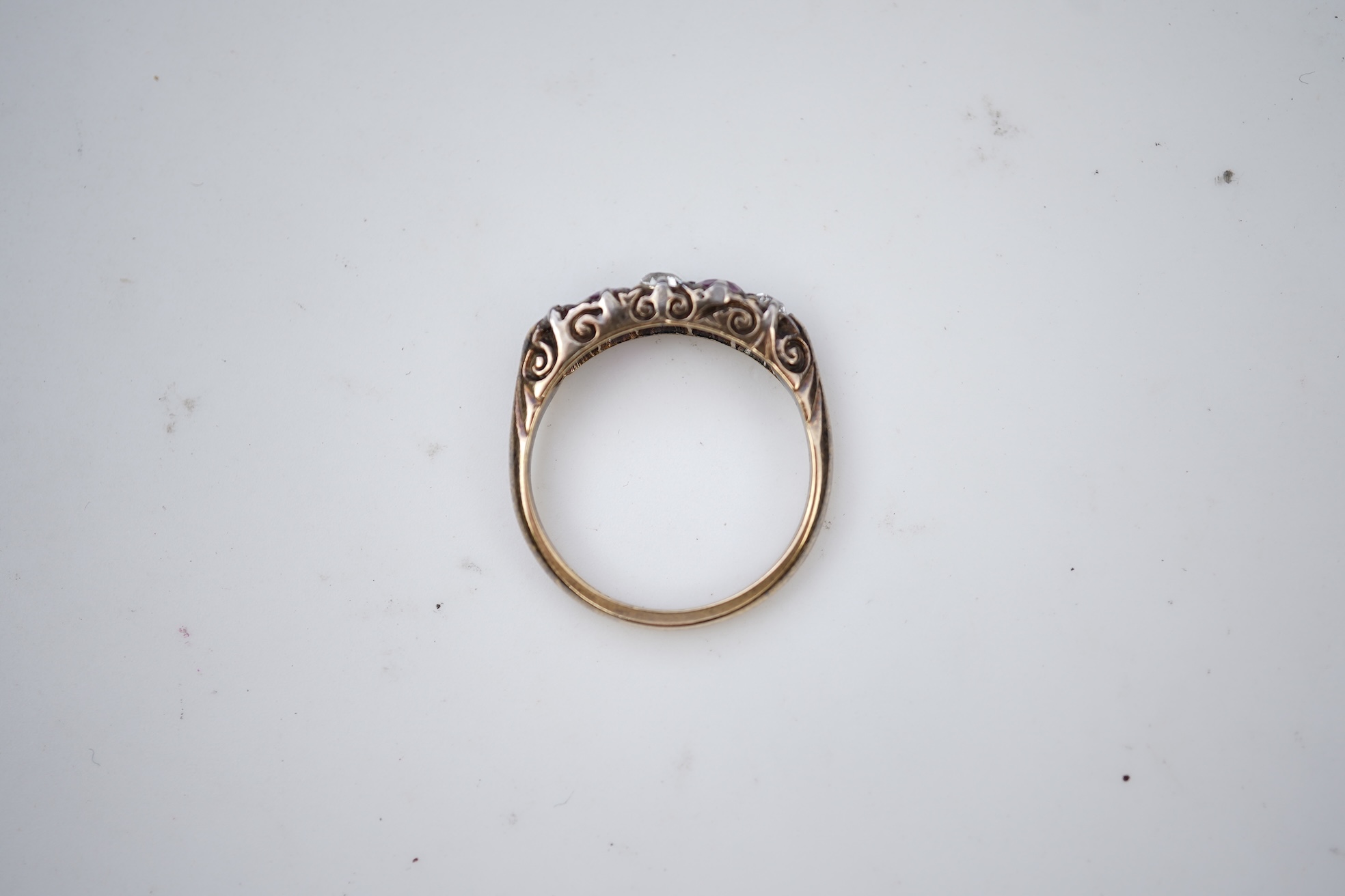 A pink sapphire and diamond ring, early 20th century